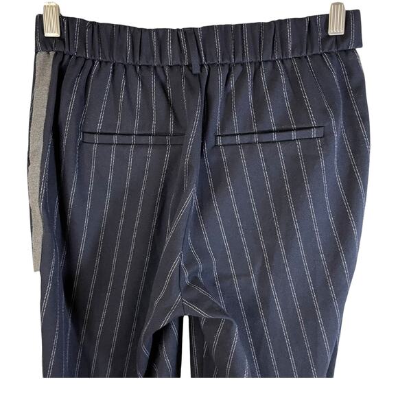 Zara Women's Elastic Waist Pull On Trouser Pant Side Stripe Navy Stripe Size XS - Picture 5 of 8